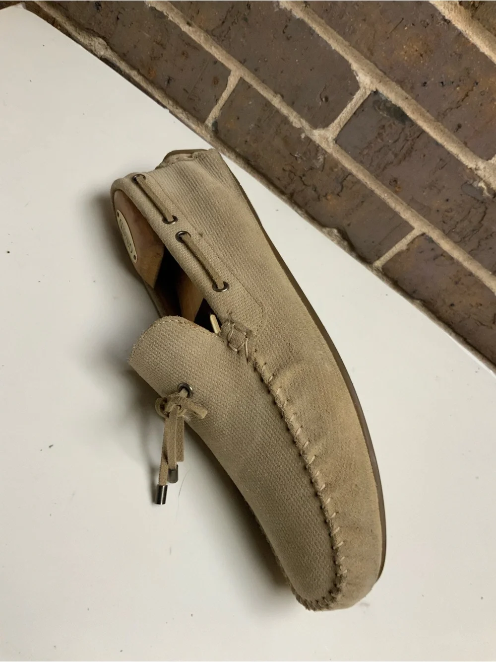Zara Beige Suede Moccasin Loafer with Bow